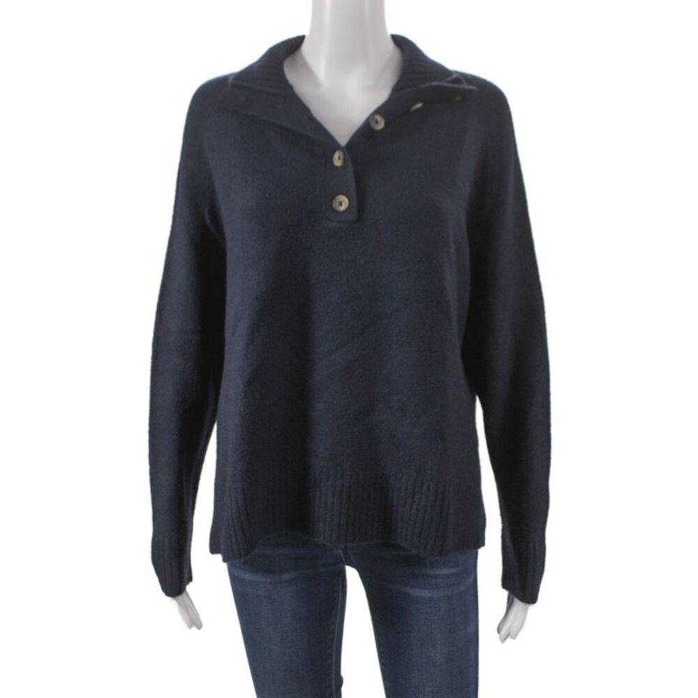 Zara Womens Collared Pullover Sweater Long Sleeve Blue Acrylic Size S